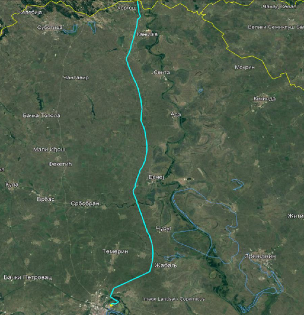 <span class="HwtZe"><span class="jCAhz><span class=">Karte der Route der zukünftigen Ölpipeline von der Grenze zu Ungarn nach Novi Sad